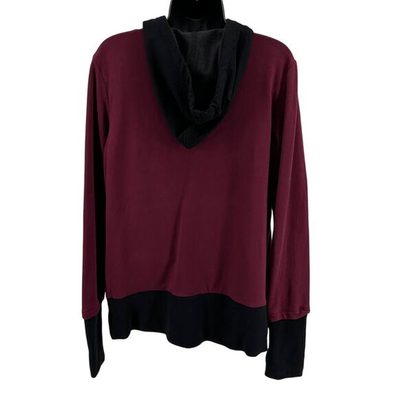 Evy's Tree Hoodie WMNS L The Jacquelin Maroon Black Zip Up Lace Trim Long Sleeve - Picture 5 of 8